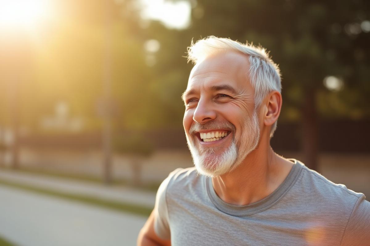 Confident senior man enjoying an active morning after using Prostaliss