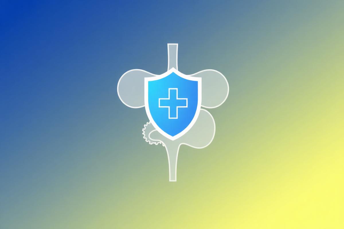 Prostate health illustration with protective shield overlay